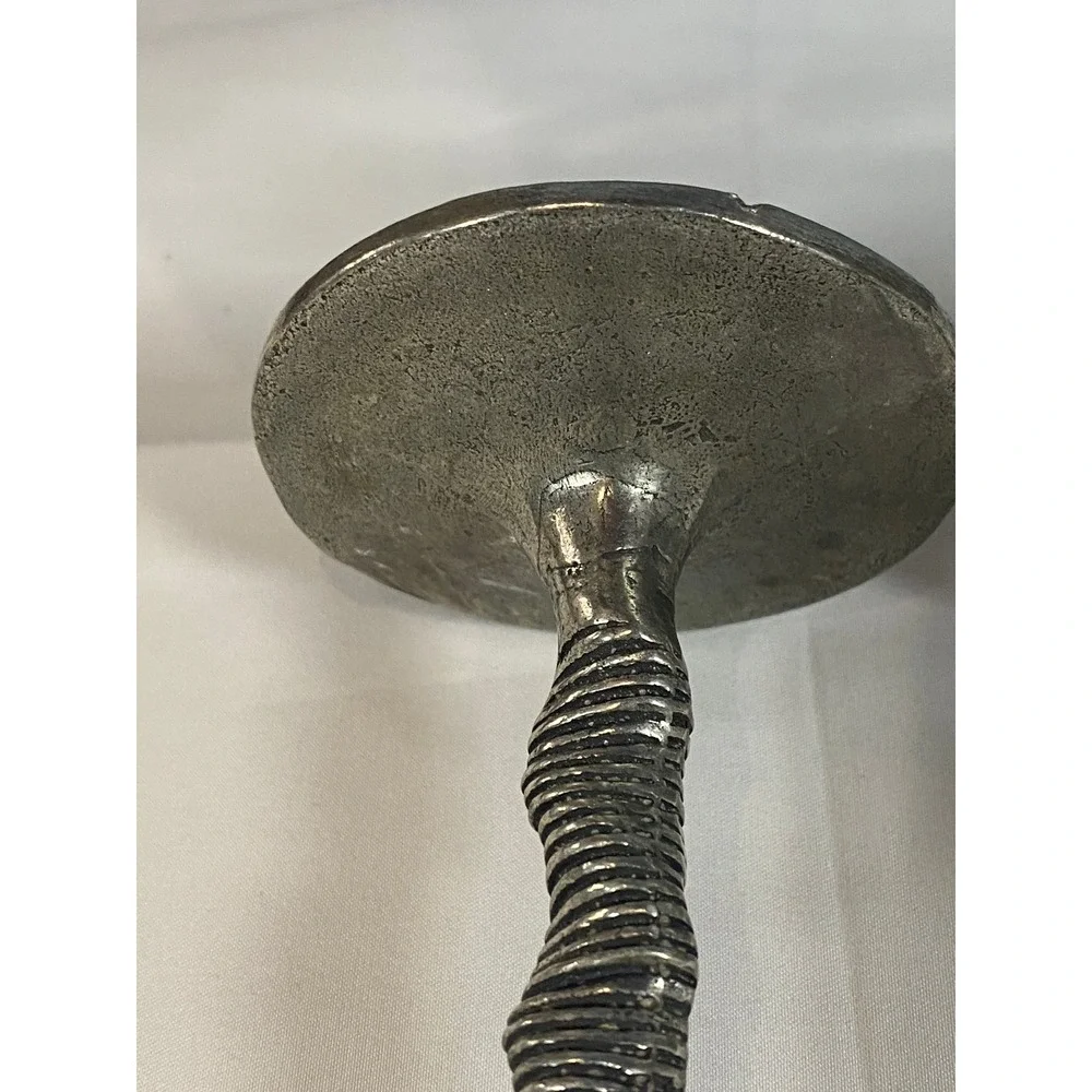 Patrick Meyer Brutalist Pewter Candlesticks Set of 2 Textured‎ Modernist Silver